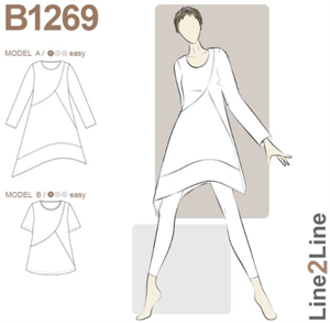 Line2Line snitmønster - B1269 Asymmetrisk tunika med skrå skæringer